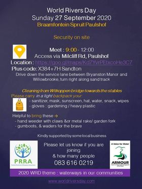 World Rivers Day Invite & Clean up 27th Sept