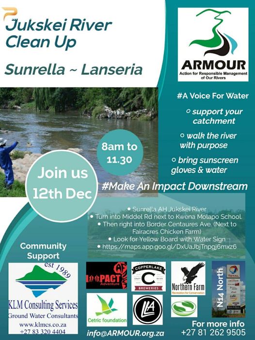 The Year End Lanseria Sunrella and Northern Farm Cleanup of the Jukskei River with #ARMOUR #Voice4Water